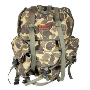 Vintage Cabelas Backpack Camo Camouflage Hunting Hiking Camping Pack Bag